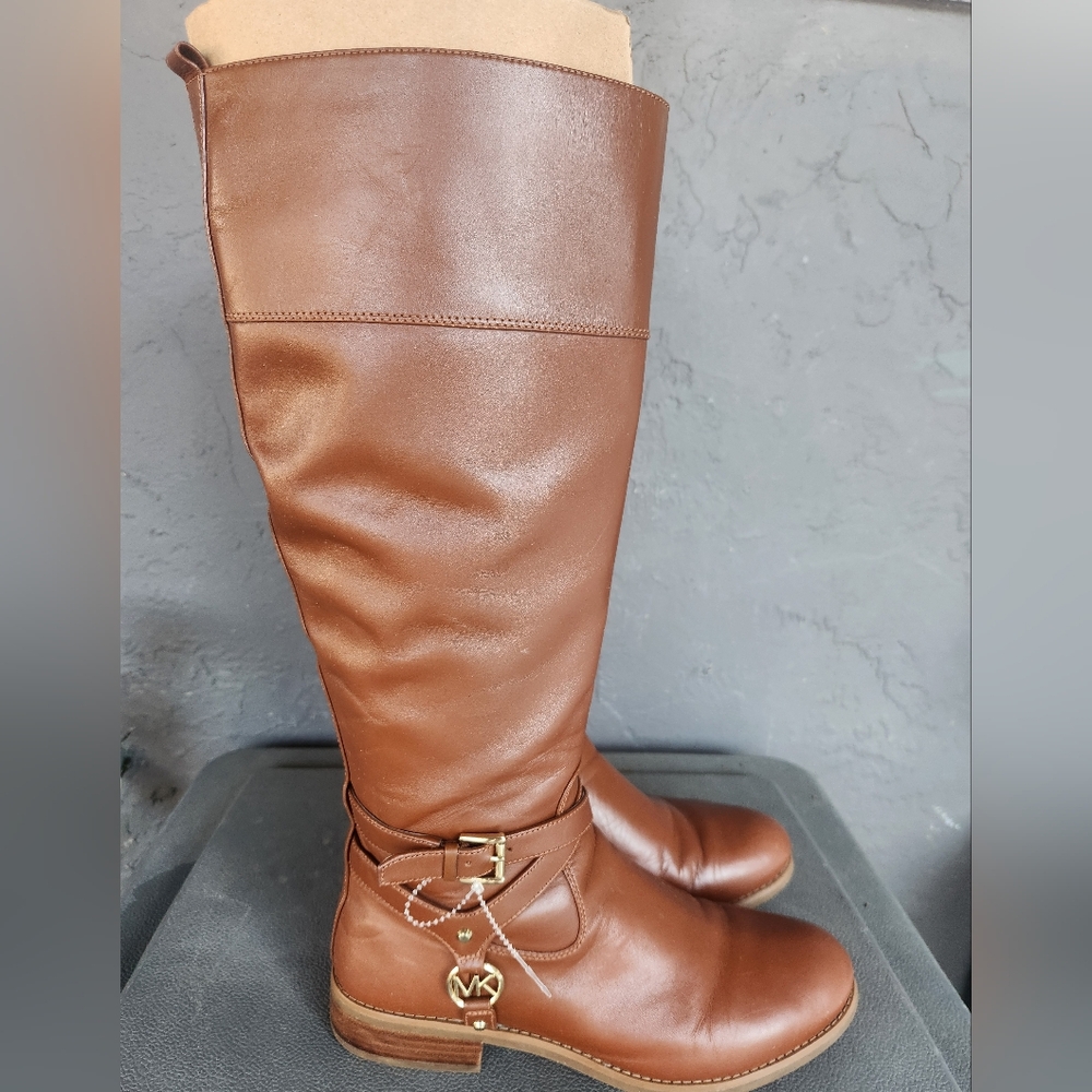 MICHAEL Michael Kors Preston Leather Tall Riding Boots Chestnut 9 M